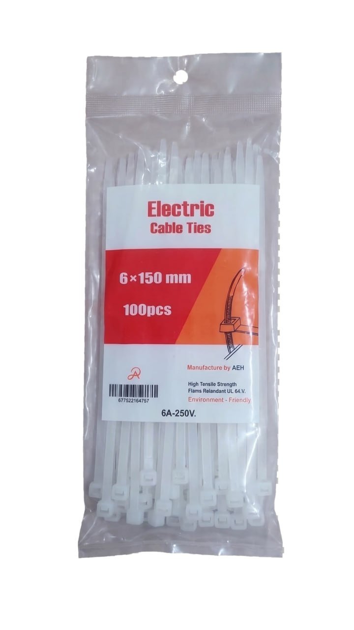 Electric Cable Tie White 150mm
